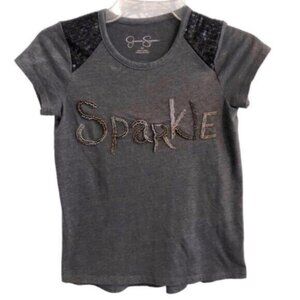 Jessica Simpson Girls Dark Grey Tee Shirt Medium